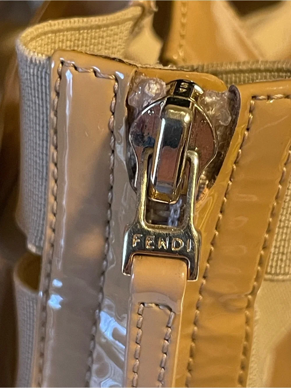 Fendi Beige Patent & Elastic Wedge Sandals Made in Italy 🇮🇹 Size 37.5